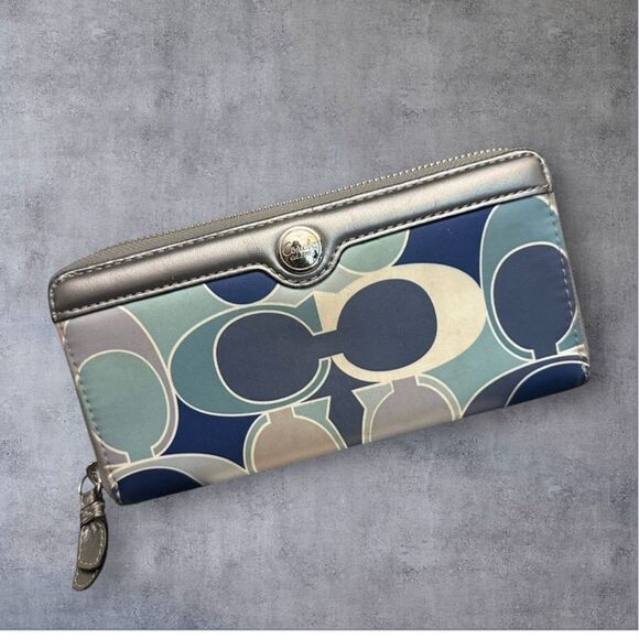 Coach POPPY Blue and Gray Women's Wallet - Picture 1 of 12